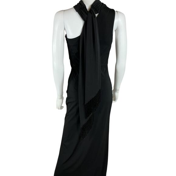 Cinq A Sept Elegant Black Mia One Shoulder Scarf Dress Size 4 - Picture 3 of 4